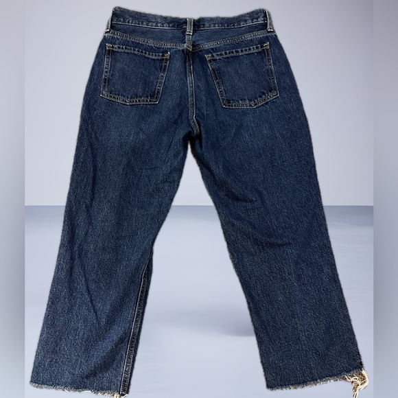 Old Navy Womens High Rise Slouchy Straight Leg Jeans Size 10 Button Fly Distress - Picture 2 of 4